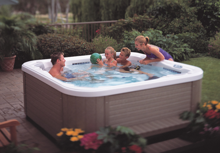 Family in a hot tub