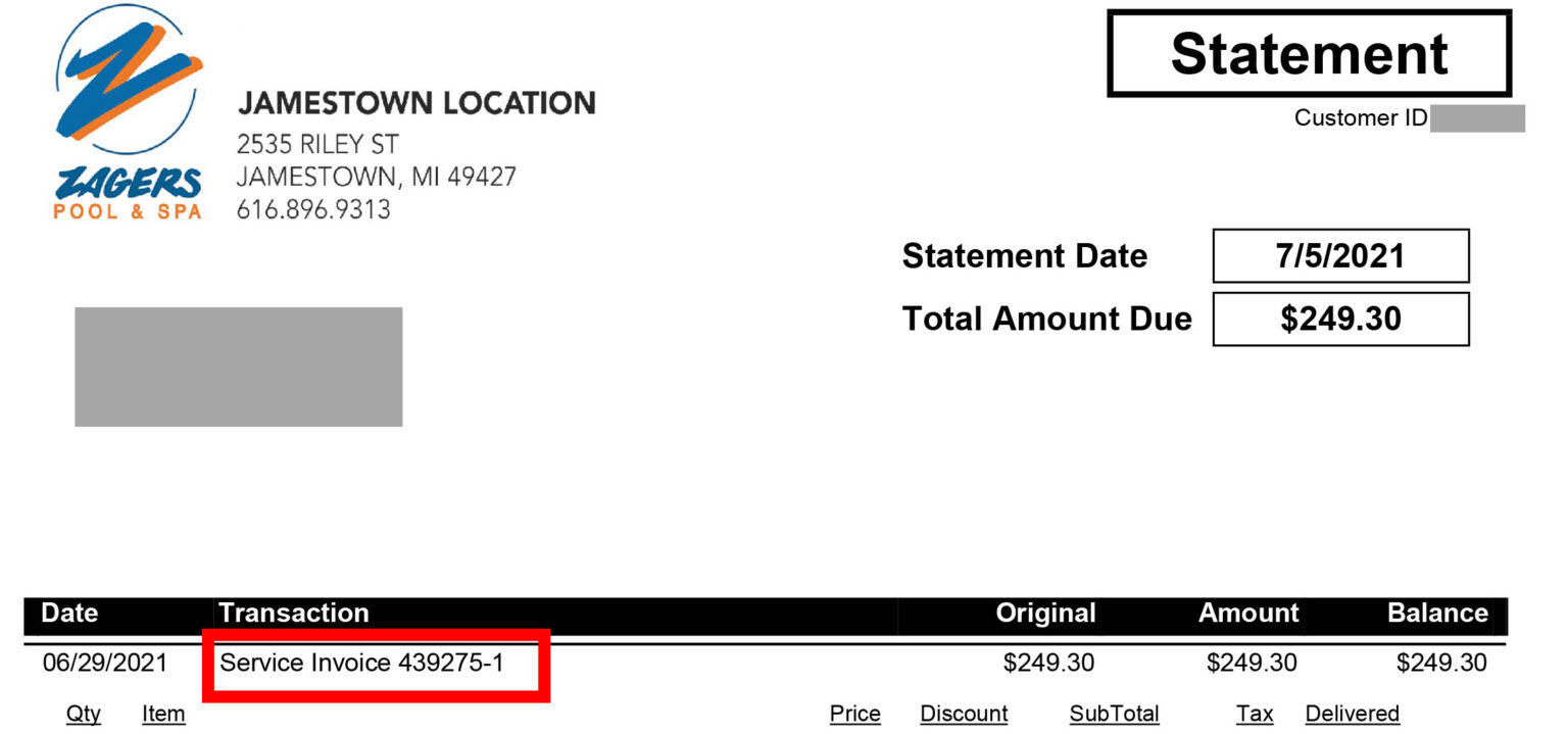 EZ Online Payment Zagers Pool & Spa